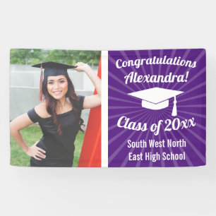 Radiant Purple Custom Photo Graduation Banner