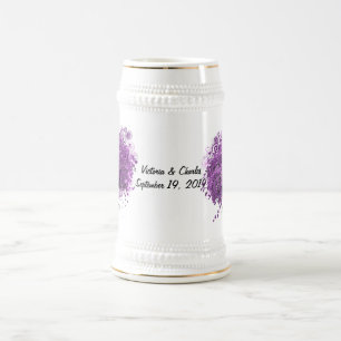 Radiant Purple Heart Leaf Tree Wedding Beer Stein