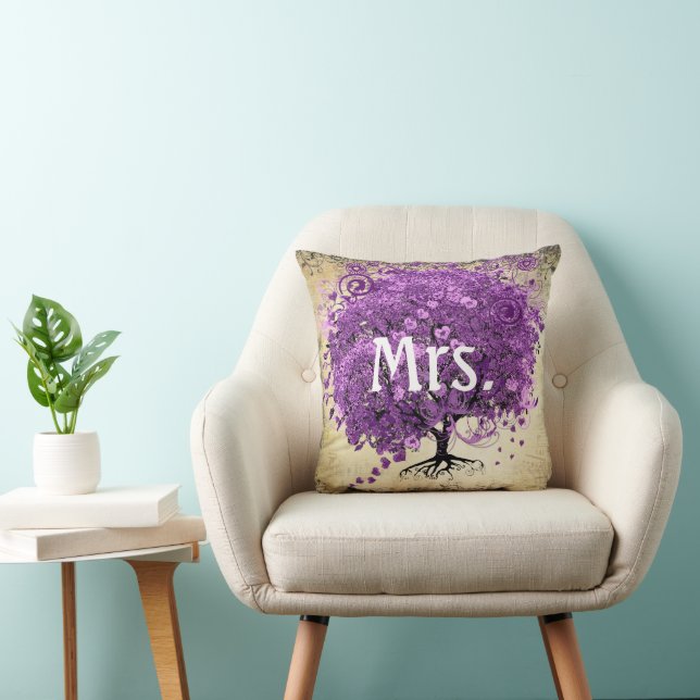 Radiant Purple Heart Leaf Tree Wedding Cushion (Chair)