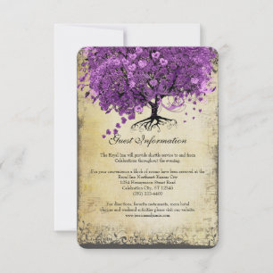 Radiant Purple Heart Leaf Tree Wedding Invitation