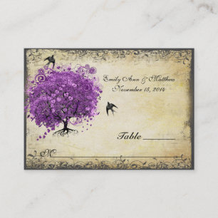 Radiant Purple Heart Leaf Tree Wedding Place Card
