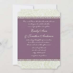 Radiant Purple Vintage Damask Wedding Invitation
