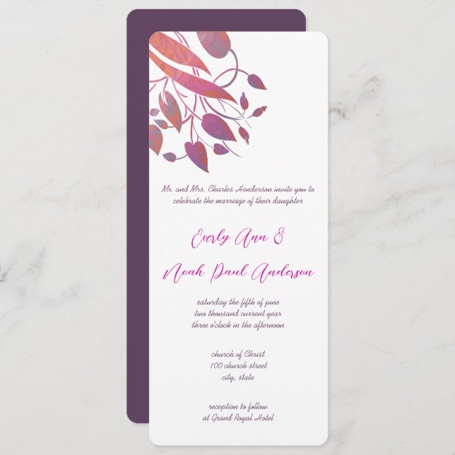 Radiant Purple Wedding Invitations (Front/Back)
