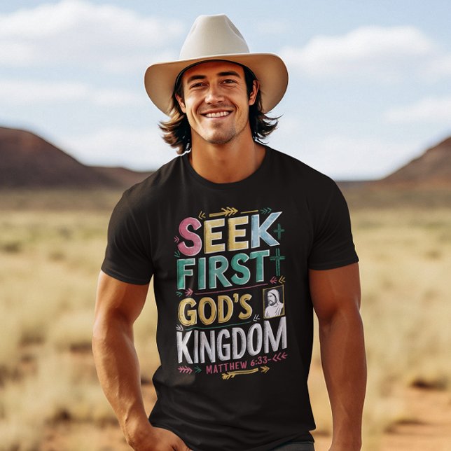 Radiant Pursuit of God: Seek First Gods Kingdom T-Shirt (Creator Uploaded)