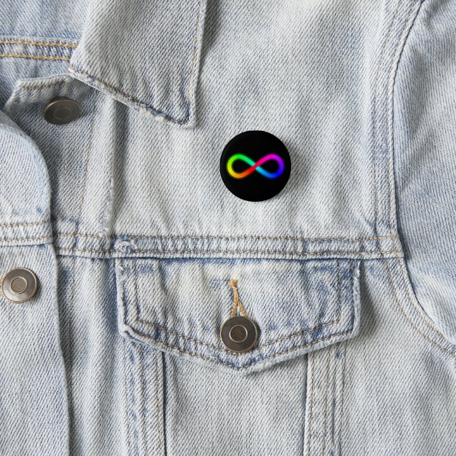 Radiant Rainbow Autism Awareness Infinity Knot 3 Cm Round Badge (In Situ)