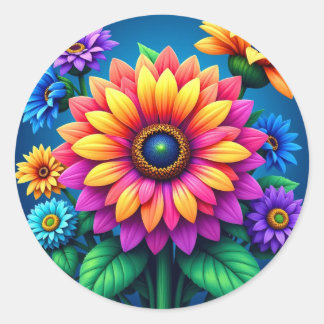 Radiant Rainbow Bloom Bouquet Stickers
