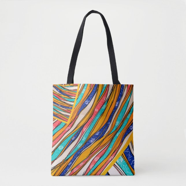 Radiant Rainbow Elegance: Stylish Patterned Tote Bag (Front)