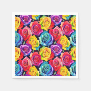 Radiant rainbow roses, floral pattern napkin