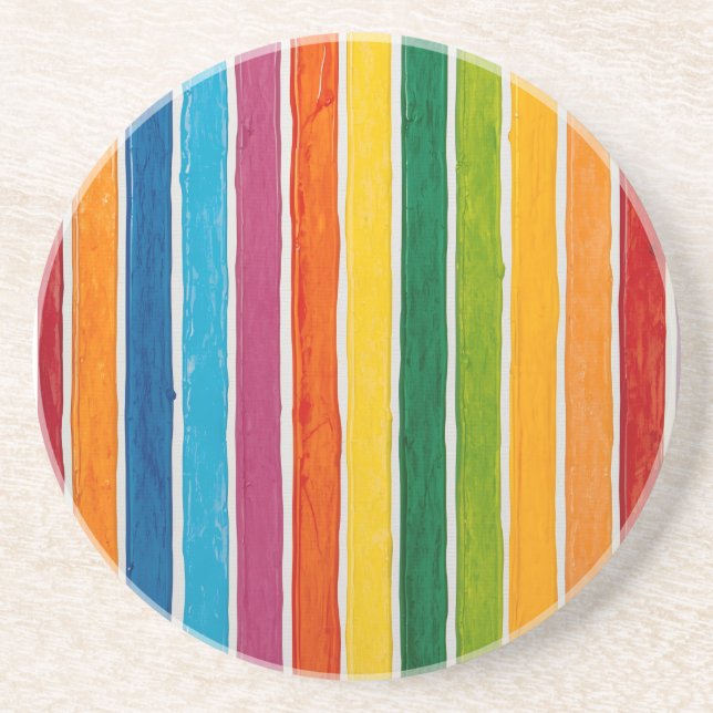 Radiant Rainbow Stripes  Coaster (Front)