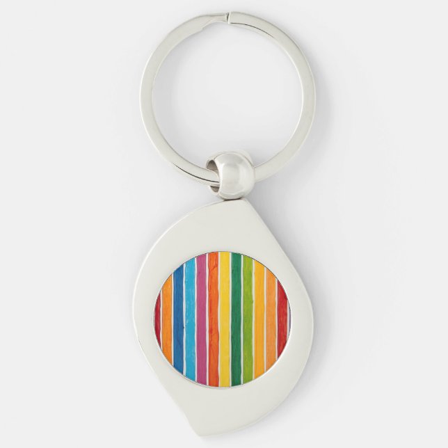 Radiant Rainbow Stripes  Key Ring (Front)