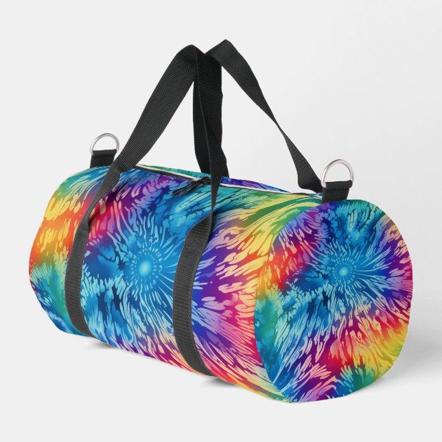 Radiant Rainbow Tie Dye Travel Carrier Duffle Bag (Left Corner)