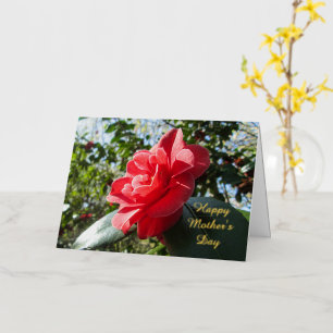 Radiant Red Camellia - Personalised Mother's Day Foil Greeting Card