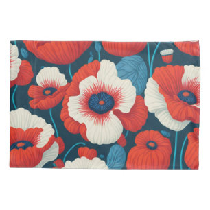 Radiant Red Flowers & Poppies Pillowcase