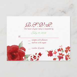 Radiant Red Watercolor Rose Response Cards