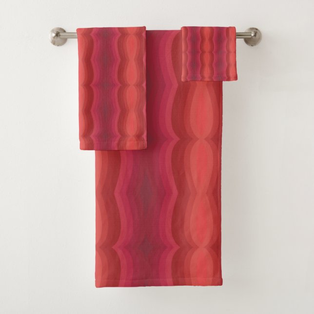 Radiant Reds Carnival Funhouse Distorted Mirror  Bath Towel Set (Insitu)
