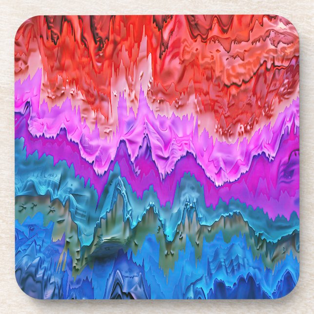 "Radiant Reflection" Colourful Abstract Art  Coaster (Front)