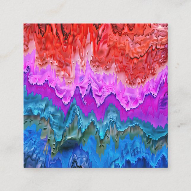 "Radiant Reflection" Colourful Abstract Art  Square Business Card (Front)