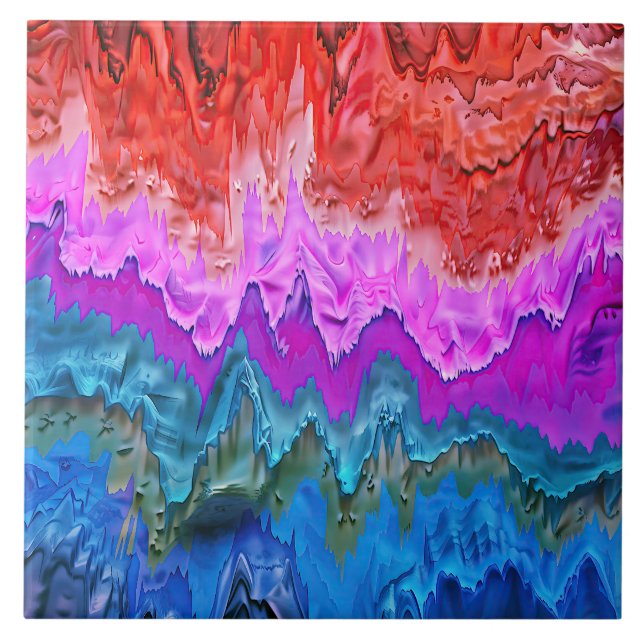 "Radiant Reflection" Colourful Abstract Art  Tile (Front)