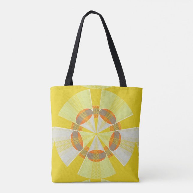 Radiant Retro Burst Yellow Tote Bag (Back)