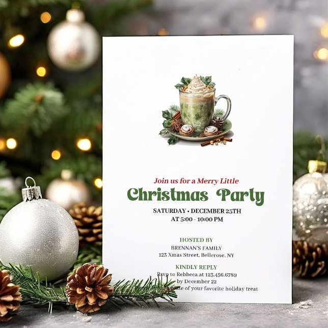 Radiant retro Christmas late coffee party invite (Radiant retro Christmas angel party invitation

)