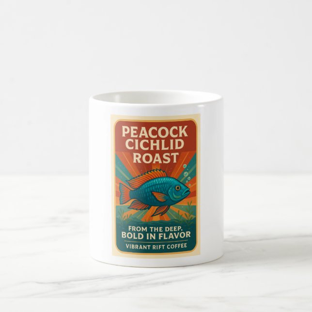 Radiant Rift Roast – Peacock Cichlid Coffee Mug (Center)
