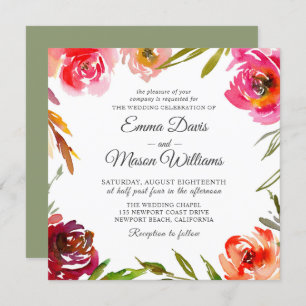 Radiant Romance Square Wedding Invitation
