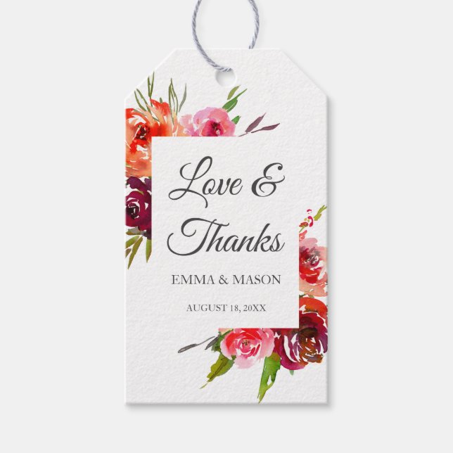 Radiant Romance Wedding Gift Tags (Front)