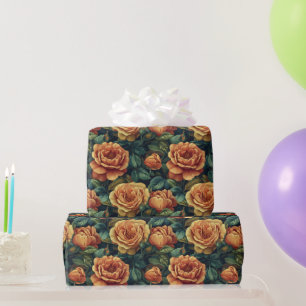 Radiant Rose Greenery Wrapping Paper