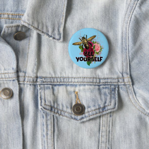 Radiant Rose & the Gentle Bee, Bee Yourself Postca 6 Cm Round Badge