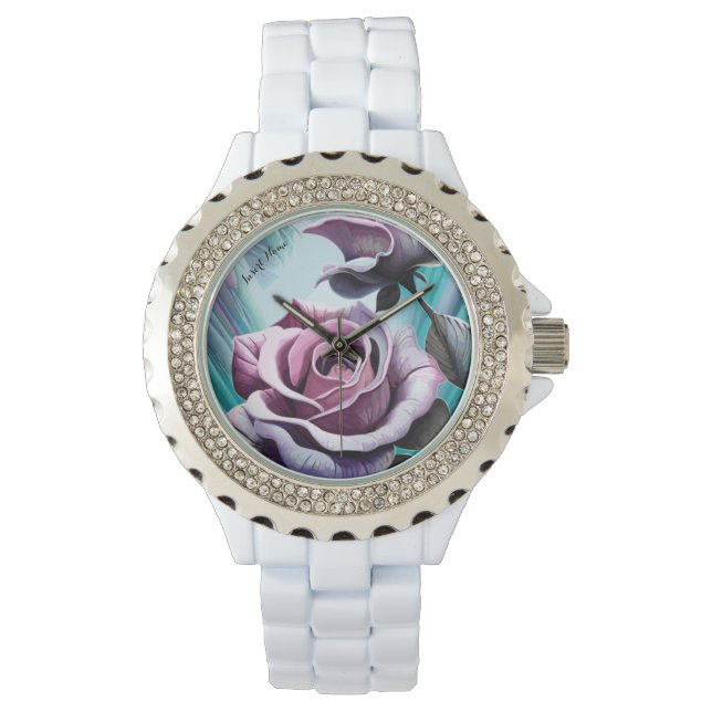 Radiant Roses: Perfectly Pink and Purple Petals Watch (Front)