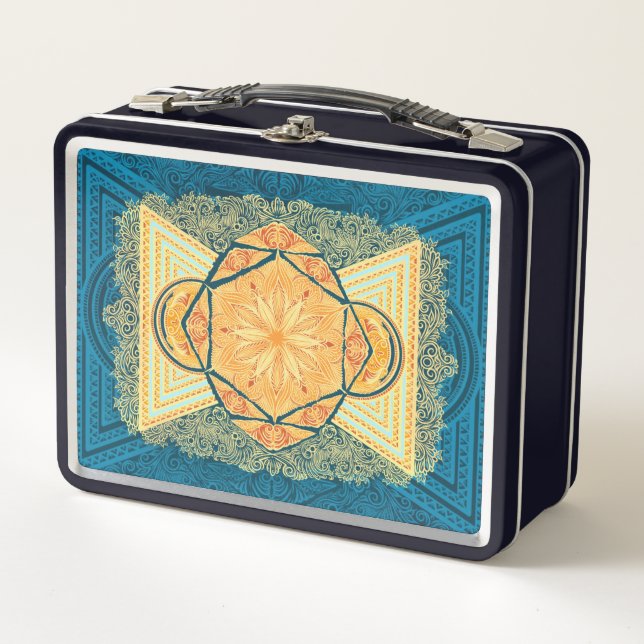 Radiant Sacred Geometry Mandala Metal Lunch Box (Front)
