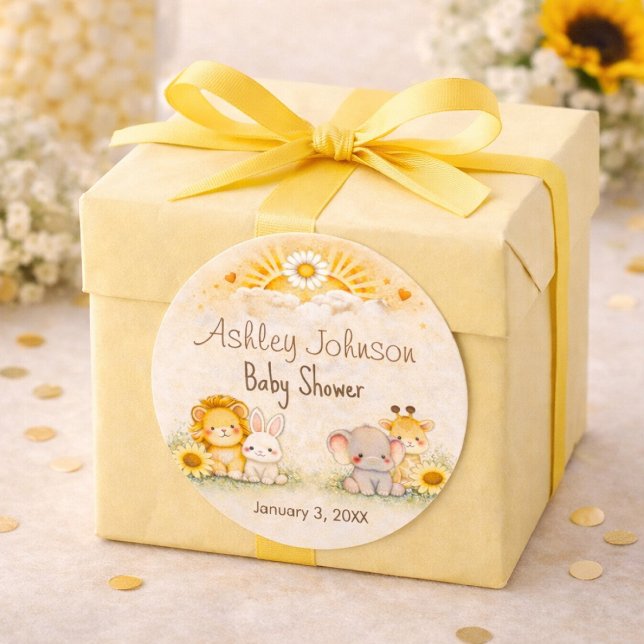 Radiant Safari Sun Jungle Emblem Classic Round Sticker (Creator Uploaded)