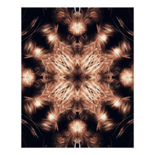 Radiant Sandstone Fractal Mandala Art Poster