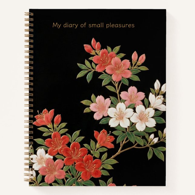 Radiant Satsuki: The Maki-e Style Azalea & Gold Notebook (Front)