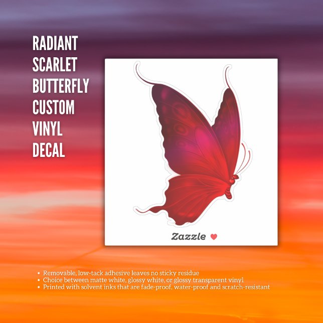 Radiant Scarlet Butterfly- Custom Vinyl Decal (Radiant Scarlet Butterfly- Custom Vinyl Decal)