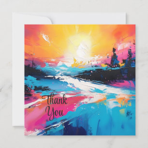 Radiant Serenity: Abstract Sunset Reflections Holiday Card