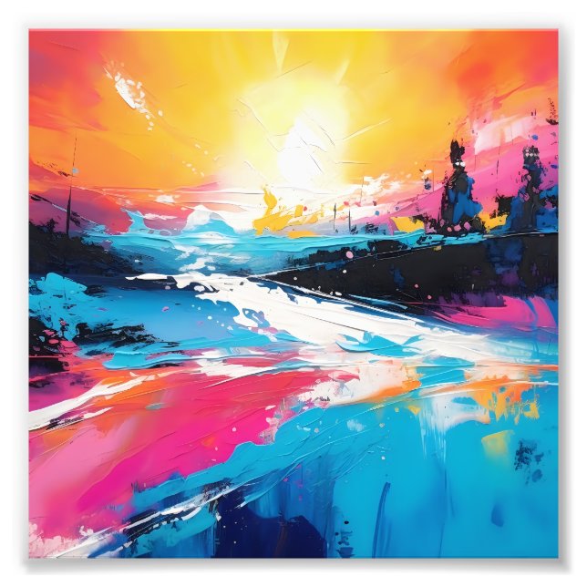 Radiant Serenity: Abstract Sunset Reflections Photo Print (Front)