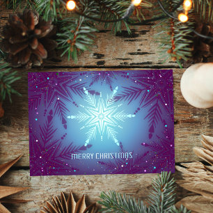 Radiant Snowflake Glow – Elegant Blue Christmas Card