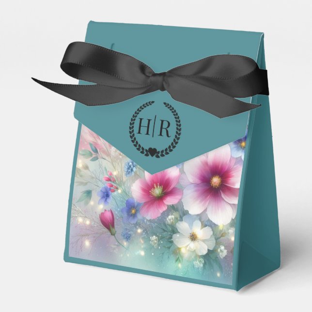 Radiant Sparkling Spring Blooms Wedding Favour Box (Front Side)