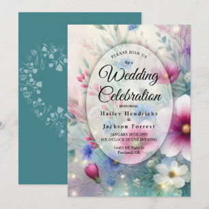 Radiant Sparkling Spring Blooms Wedding Invitation