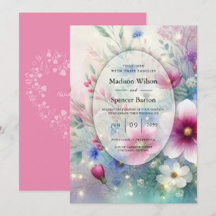Radiant Sparkling Spring Blooms Wedding Invitation