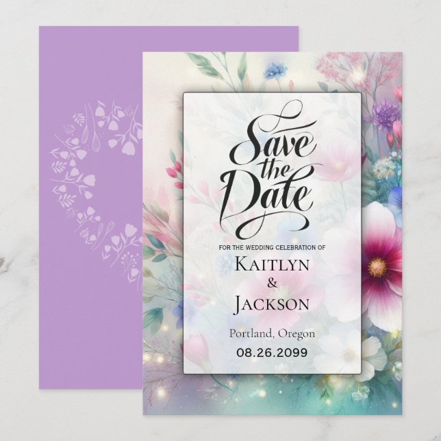 Radiant Sparkling Spring Blooms Wedding Save The Date (Front/Back)