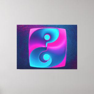 Radiant Spirituality: Neon Yin Yang Pink & Blue Canvas Print
