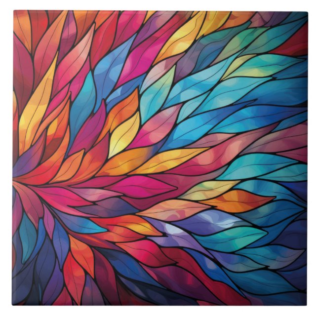 Radiant Stained Glass Bloom Ceramic Tile (Front)