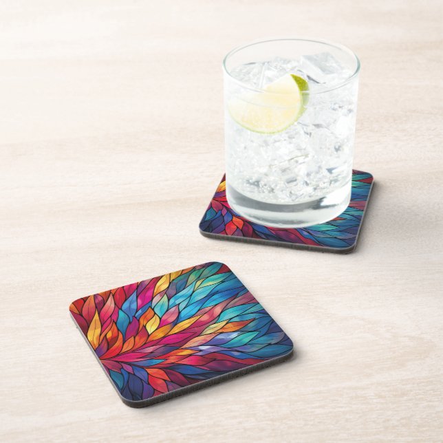 Radiant Stained Glass Bloom  Coaster (Right Side)