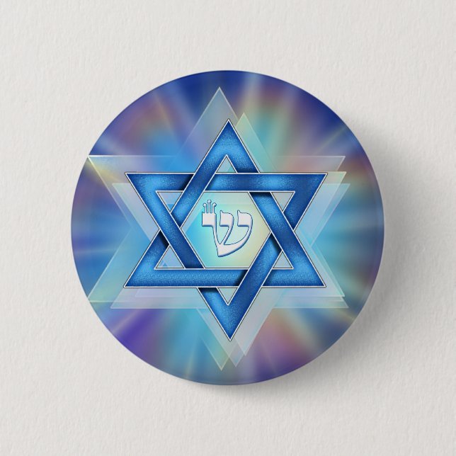 Radiant Star of David 6 Cm Round Badge (Front)