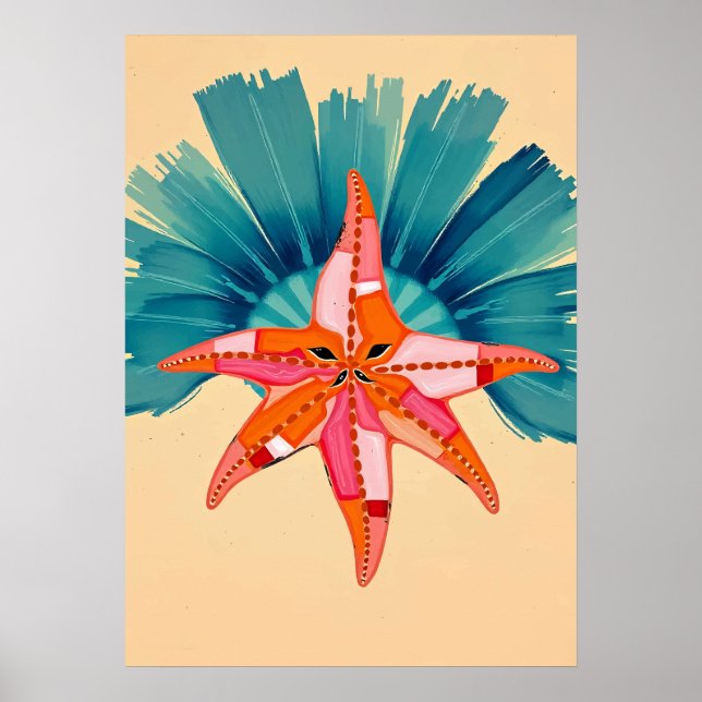 Radiant Starfish Coastal Art Poster (Front)