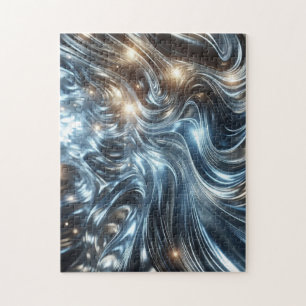 Radiant Streams Metallic Light  Jigsaw Puzzle