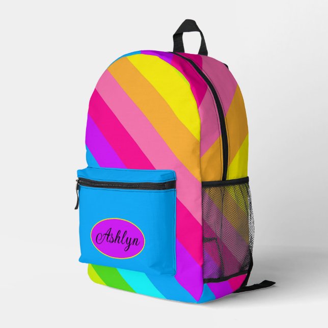 Radiant Stripes Printed Backpack (Back Corner Right)