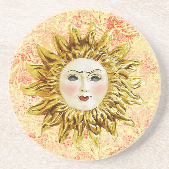 Radiant Sun Face Coaster (Front)
